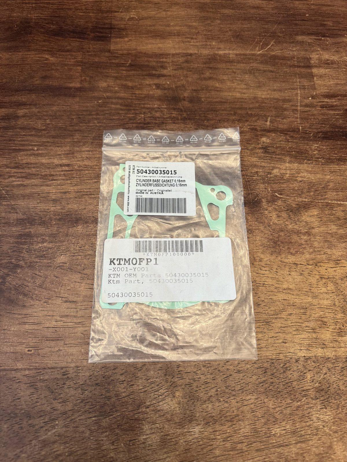 KTM Husqvarna OEM Cylinder Base Gasket 0.15mm 50430035015 New Genuine