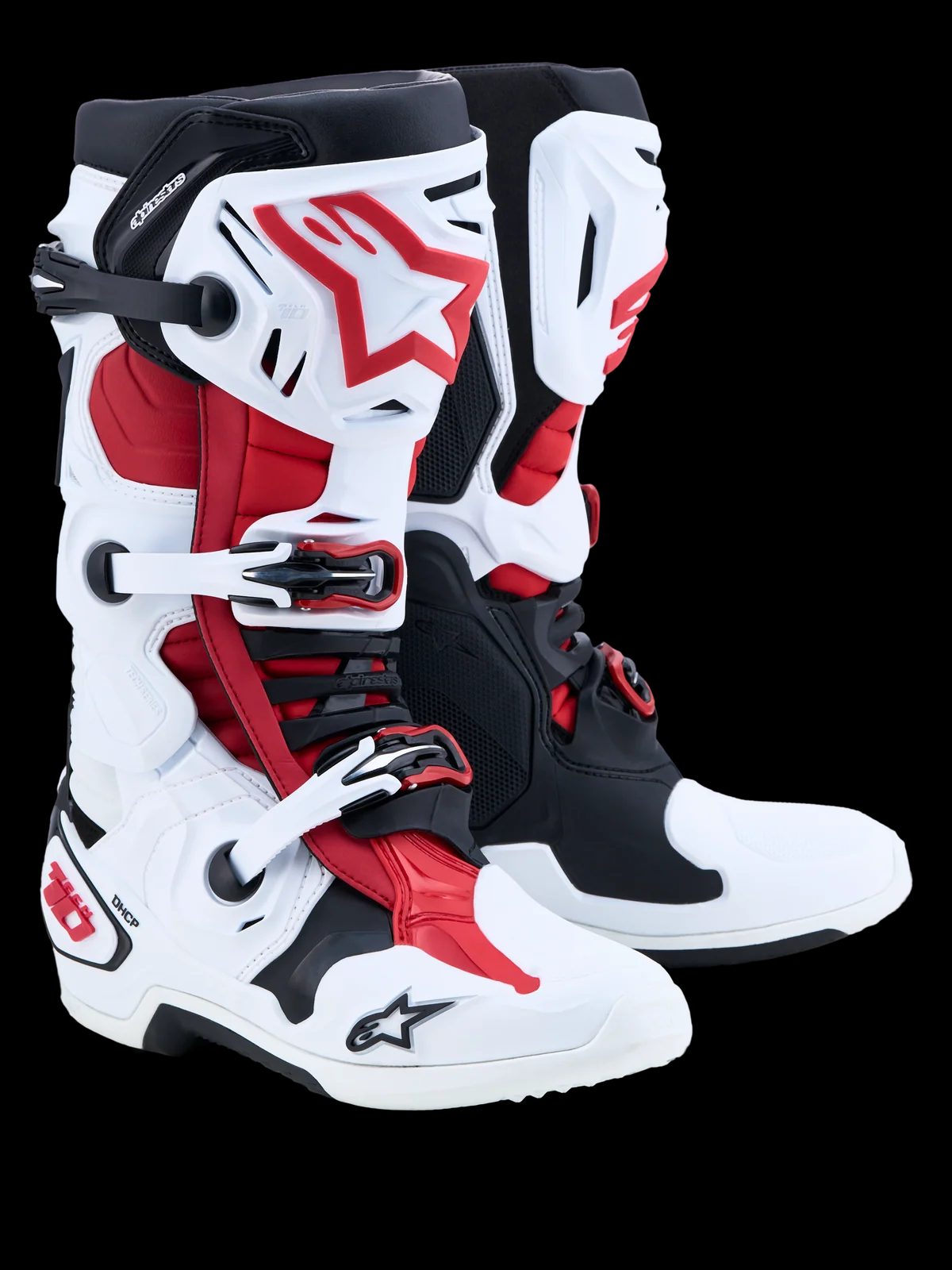 Alpinestars Tech 10 Boots White/Black/Bright Red Size 9 New