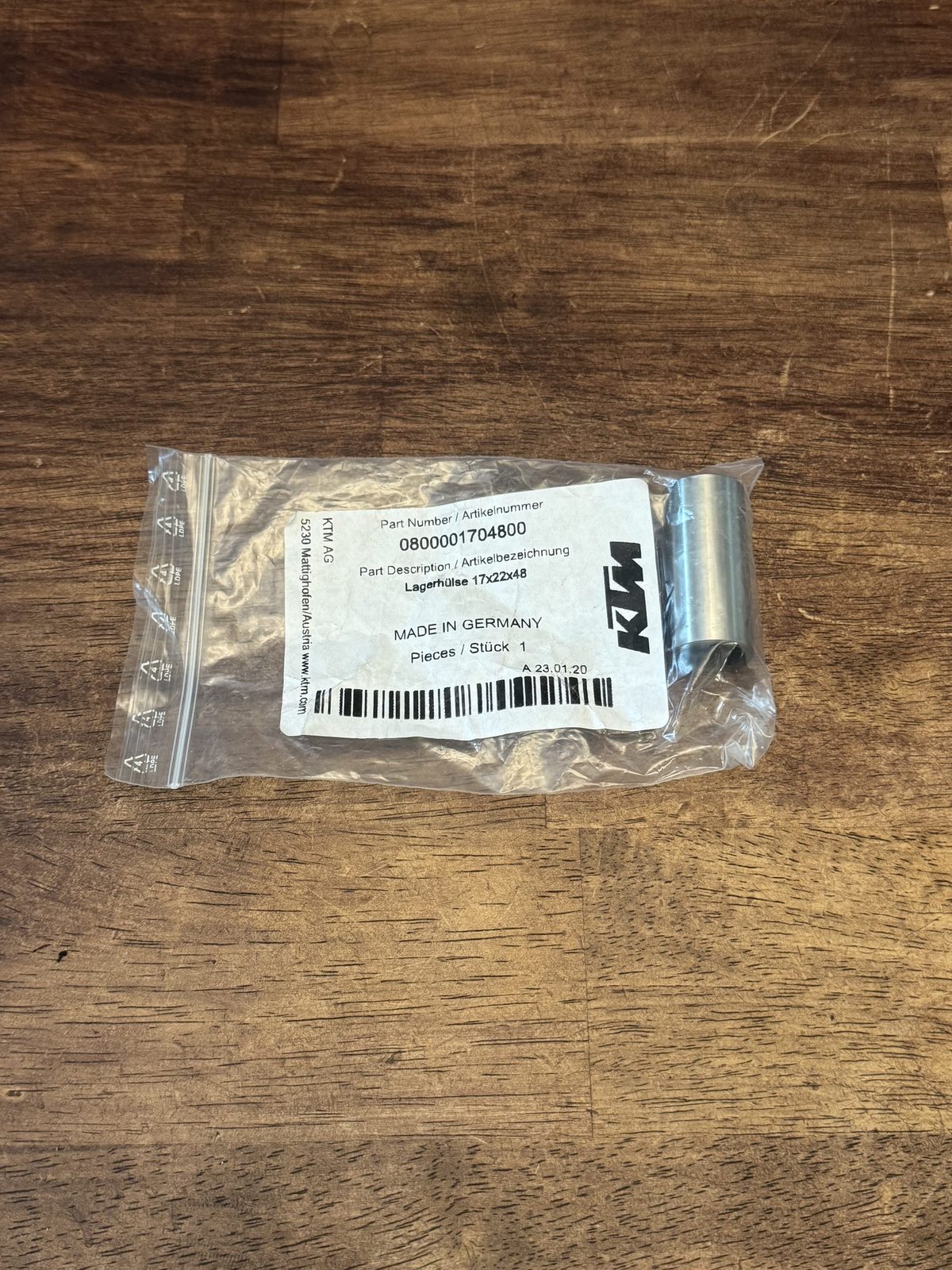 KTM OEM Bearing Sleeve Bushing 17x22x48 0800001704800 New Genuine