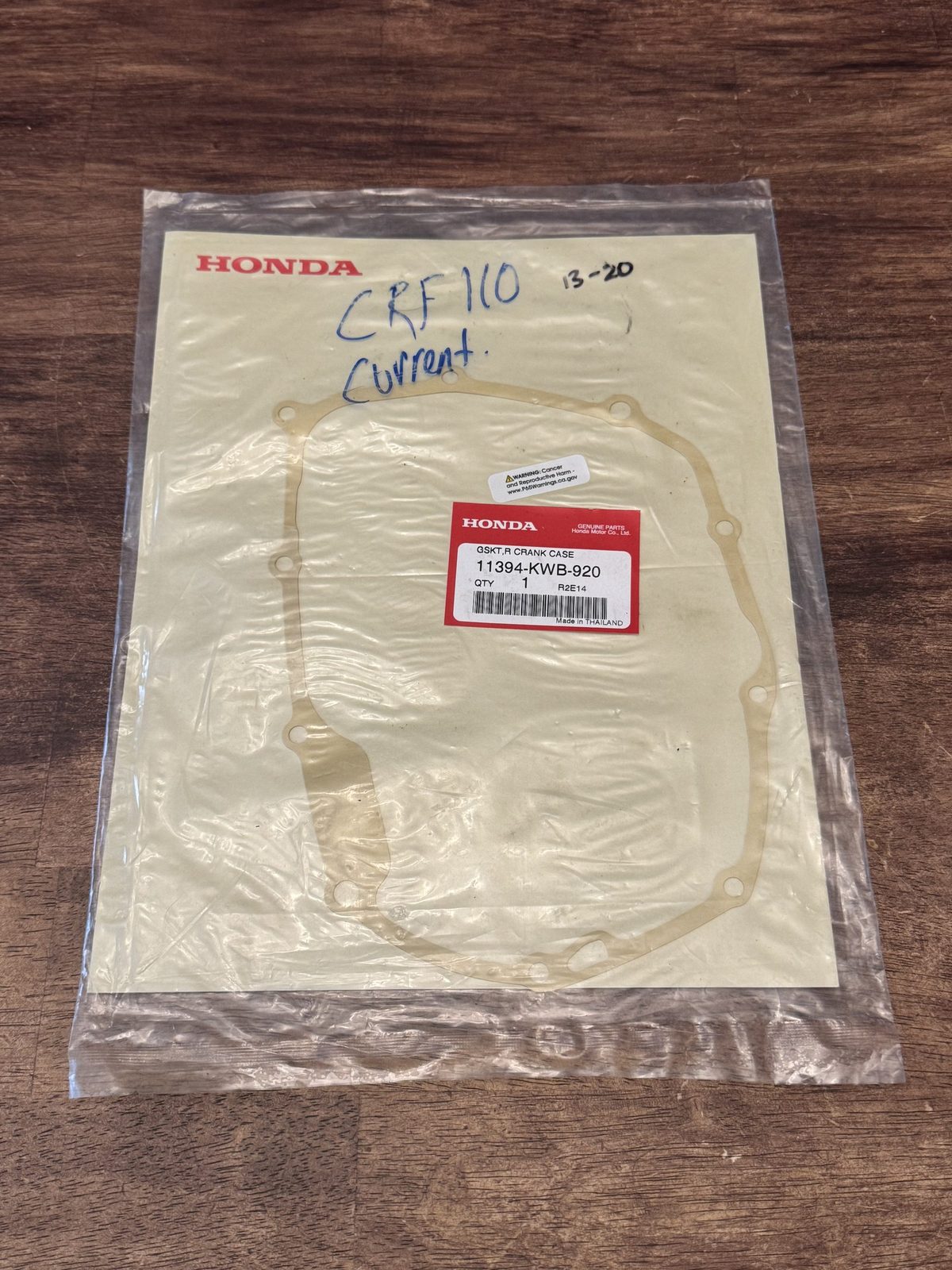 2013-2020 Honda CRF110F OEM Right Crankcase Cover Gasket 11394-KWB-920 New