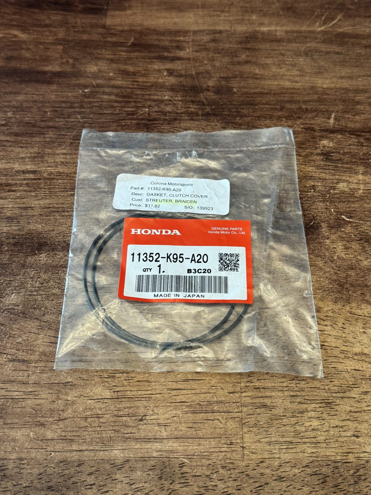 2018-2024 Honda CRF250R OEM Clutch Cover Gasket O-Ring 11352-K95-A20 New