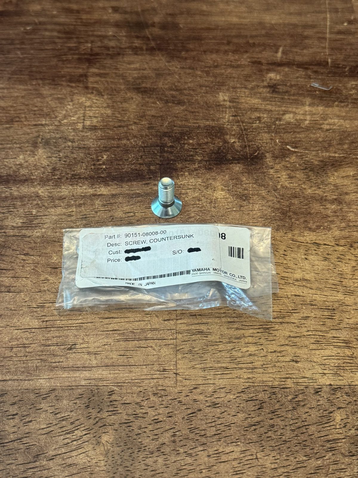 Yamaha OEM Countersunk Screw 90151-08008-00 New Genuine