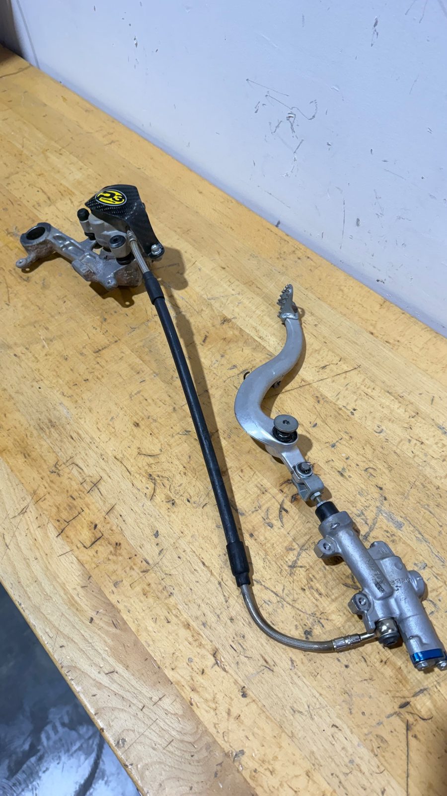 2025 Yamaha YZ250F OEM Rear Brake Master Cylinder Pedal Caliper Line Complete Assembly - 5UN-W0042-50-00