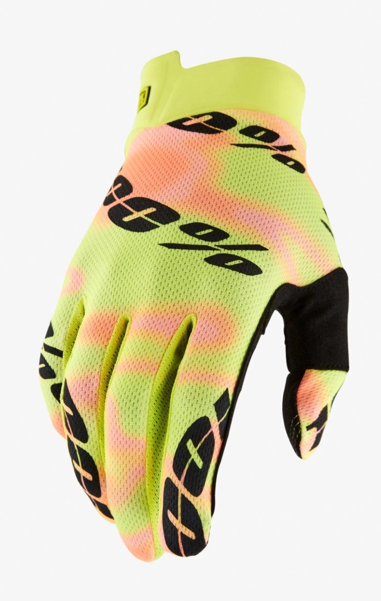 100% iTrack Motocross Gloves Kaledo Yellow Pink - Size Medium - New With Tags