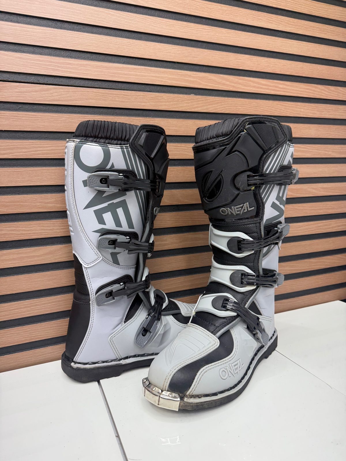O'Neal Element Motocross Boots Grey Black Size 9 Mens MX Offroad Riding Boots