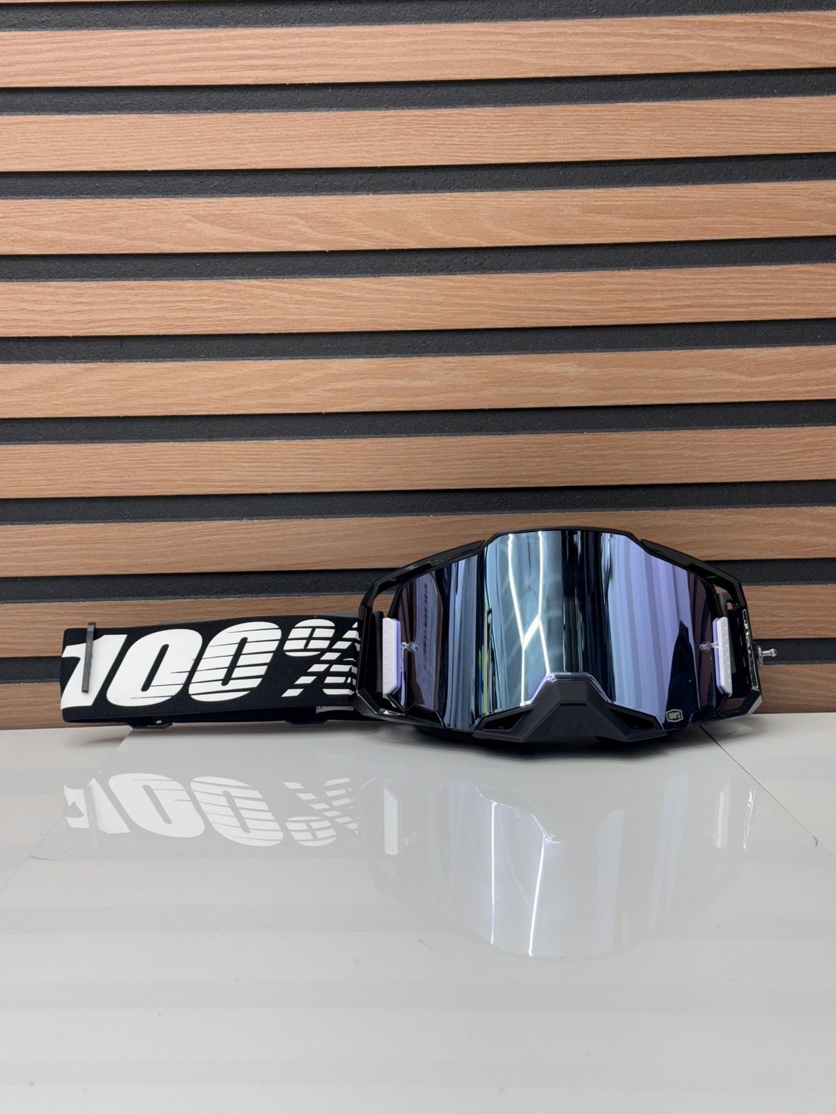 100% Armega Goggles Black / White Silver Mirror Lens Motocross MX Offroad Goggle