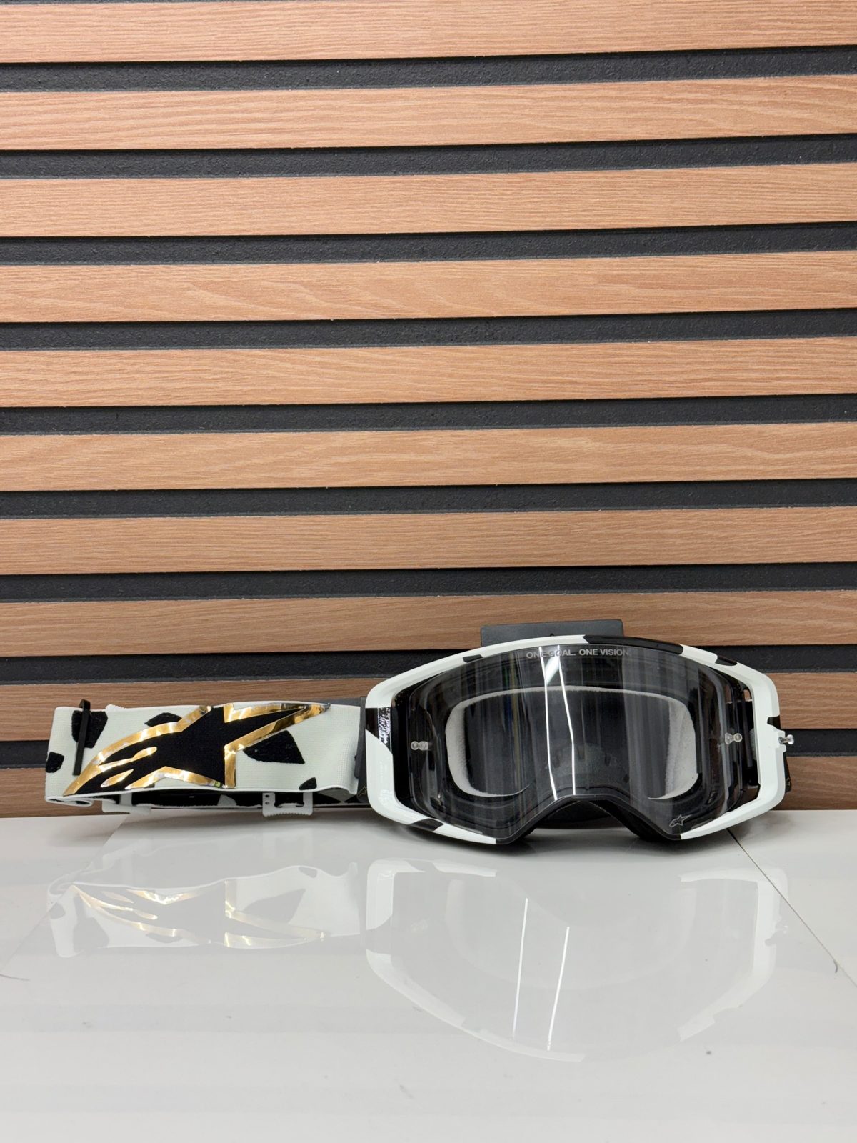 Alpinestars Supertech Motocross Goggles White Black Gold Clear Lens Used