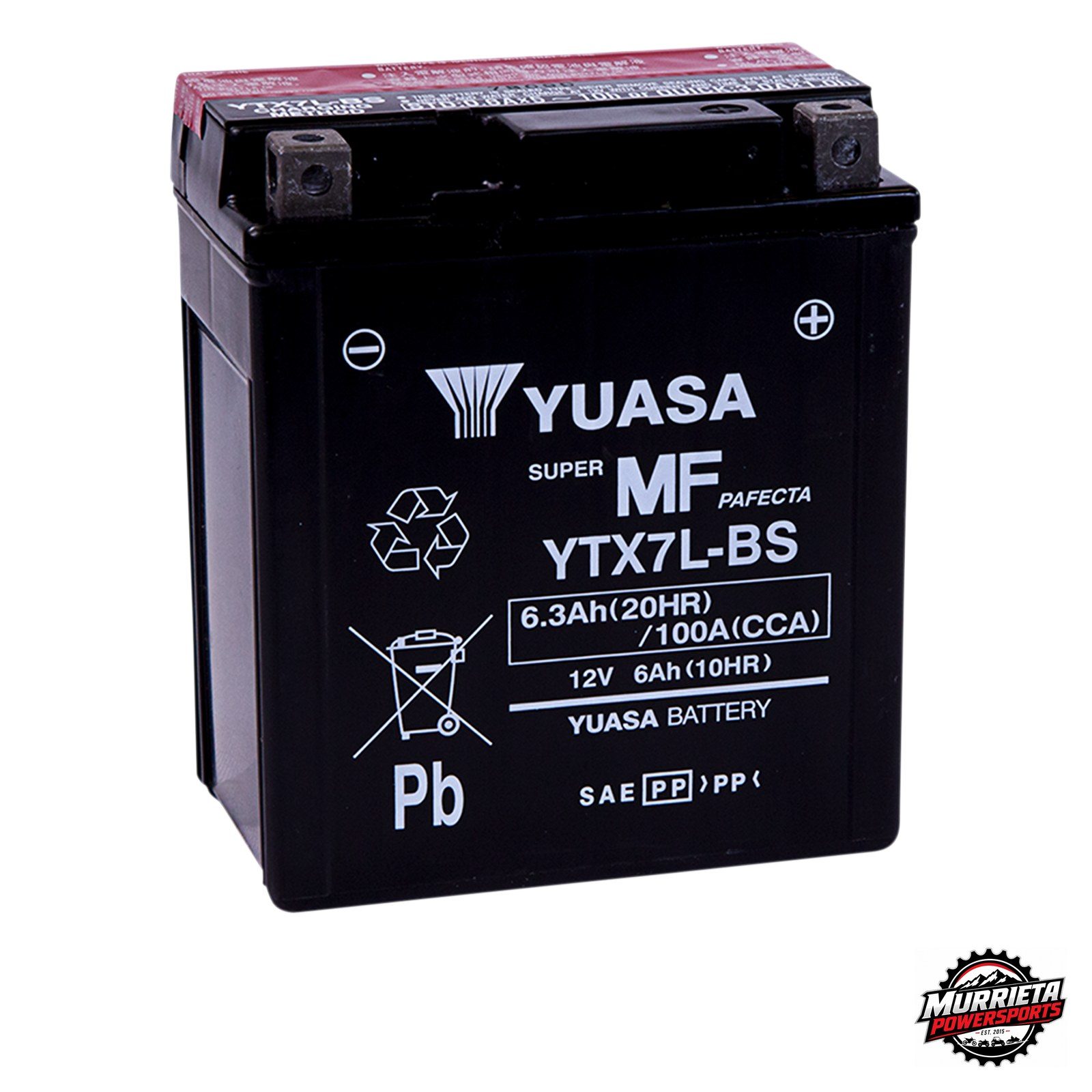 Yuasa YTX7L-BS AGM Battery 12V 6Ah Suzuki DR200SE DR350SE TU250X Yamaha XT225