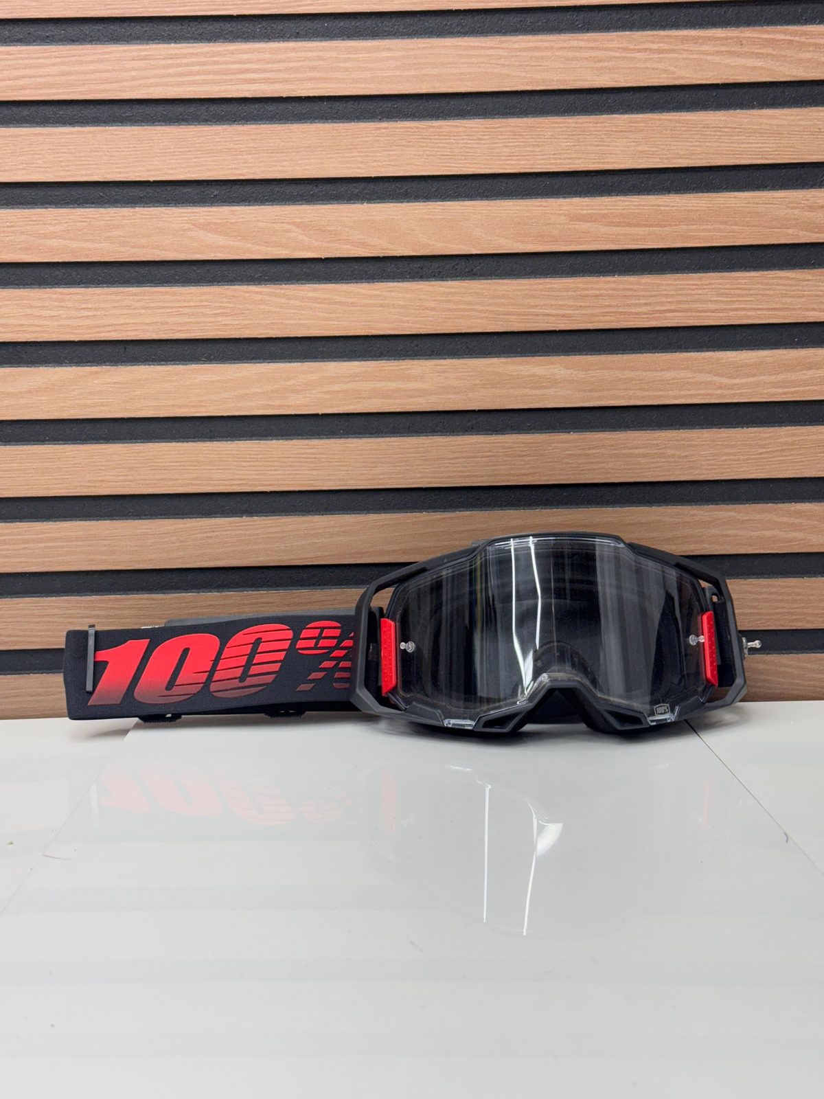 100% Armega Tzar Motocross Goggle Clear Lens Black Red MX Offroad