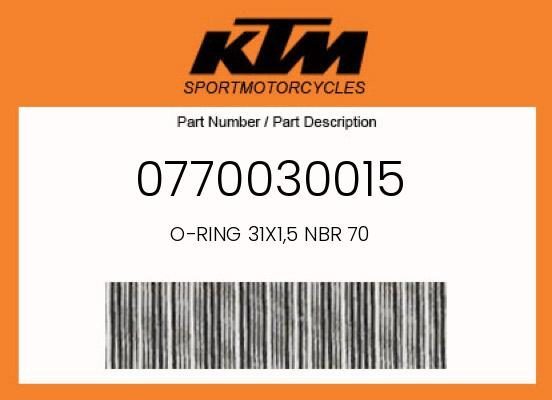 KTM 65 SX Husqvarna TC 65 GasGas MC 65 OEM O-Ring 31x1,5 NBR 70 0770030015