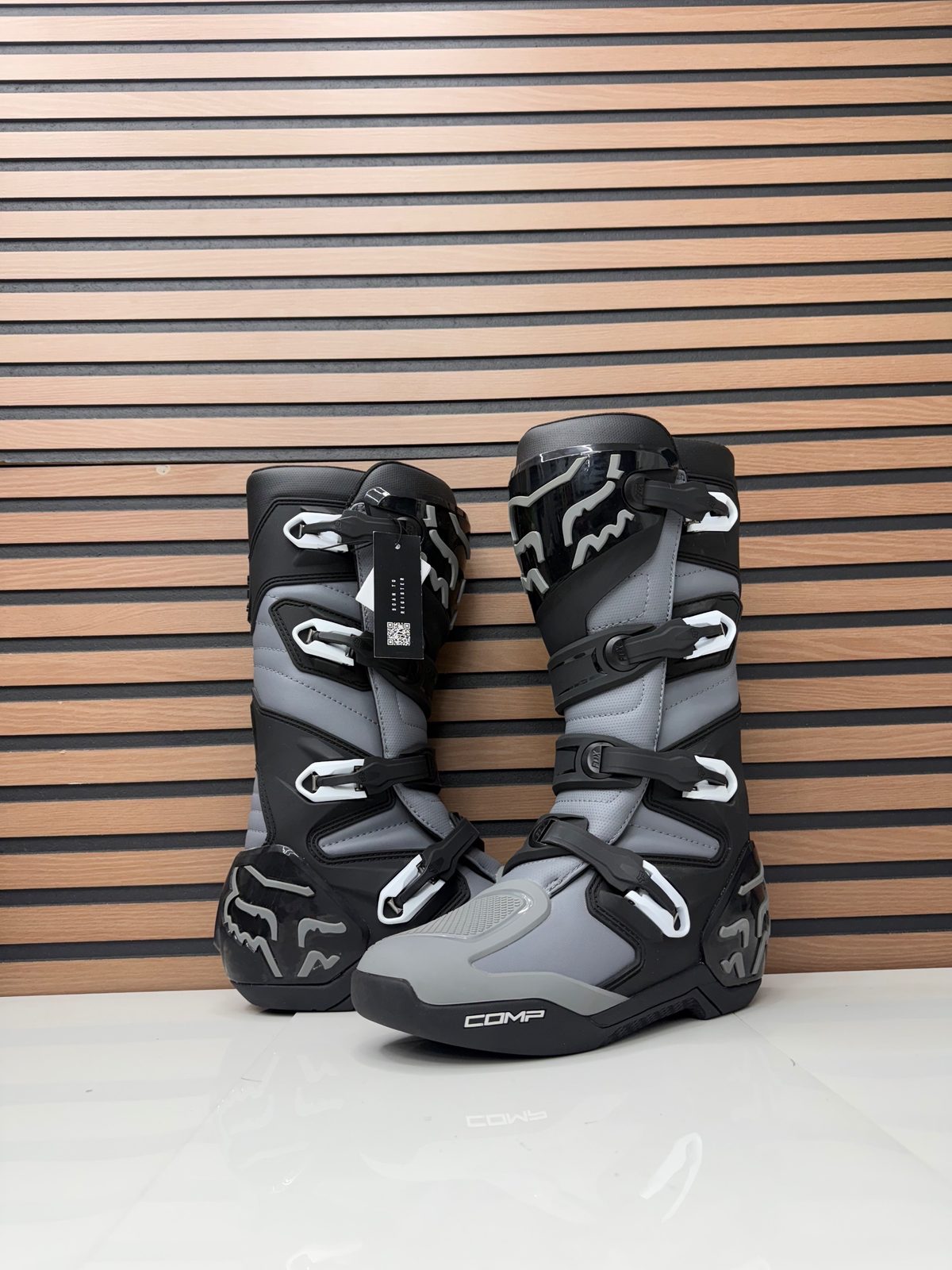 Fox Racing Comp Motocross Boots Black Grey White - Size 11.5 MX Off Road Boot