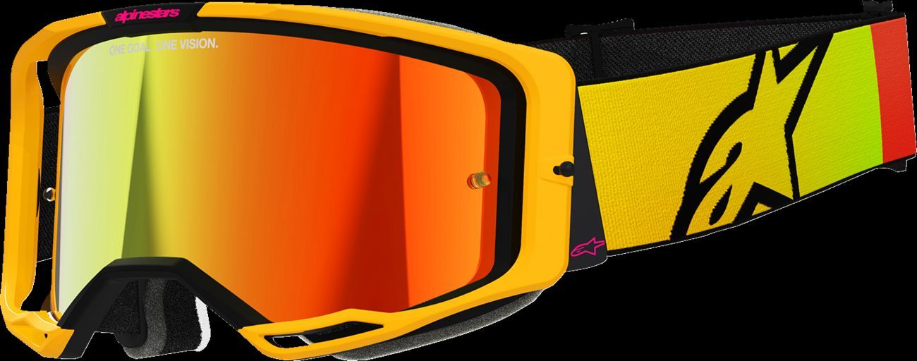 Alpinestars Vision 8 Corp Goggle Yellow/Pink Red Mirror Lens New