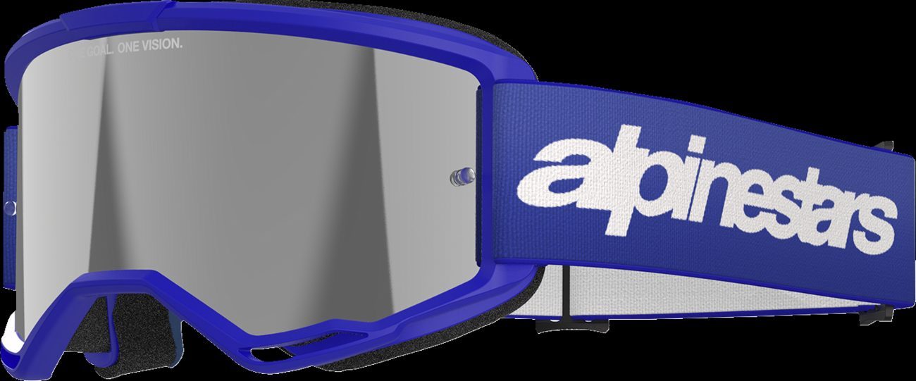 Alpinestars Vision 3 Wordmark Goggle Blue Silver Mirror Lens New