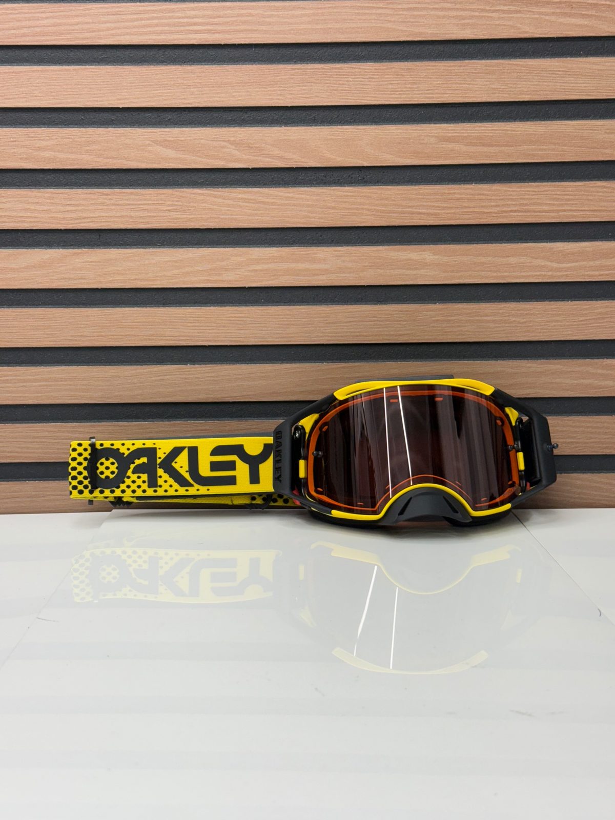 Oakley Airbrake MX Goggle Yellow Black Prizm Bronze Lens Motocross New