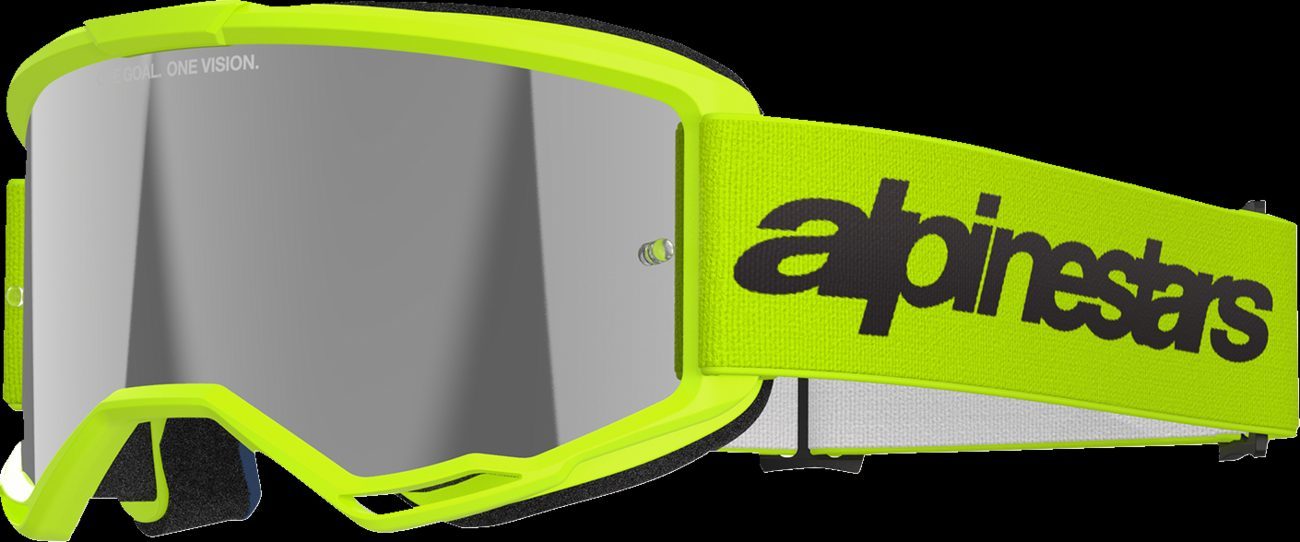 Alpinestars Vision 3 Wordmark Goggle Yellow Fluo Silver Mirror Lens New