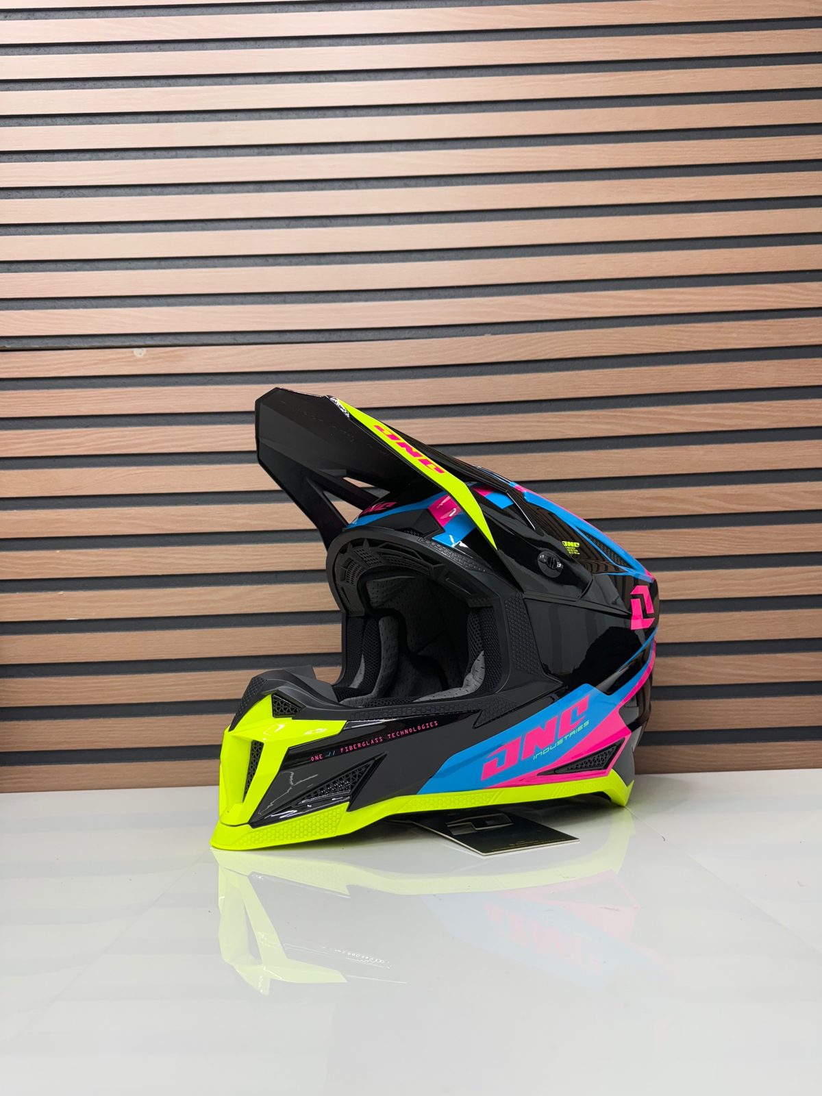 One Industries X297 Atom Tazer Neon MX Helmet - Medium - Pink Blue Yellow