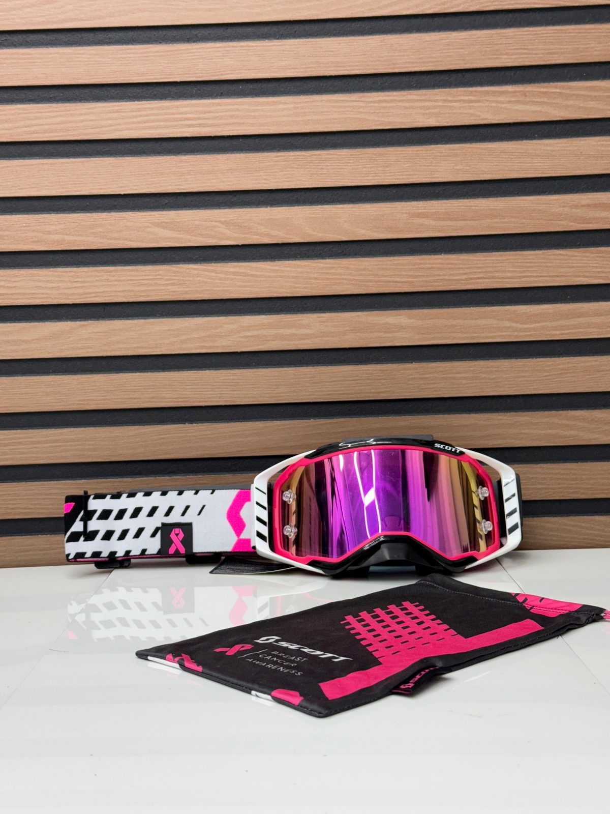 Scott Prospect LE Breast Cancer Awareness Goggles Pink White Chrome Lens New