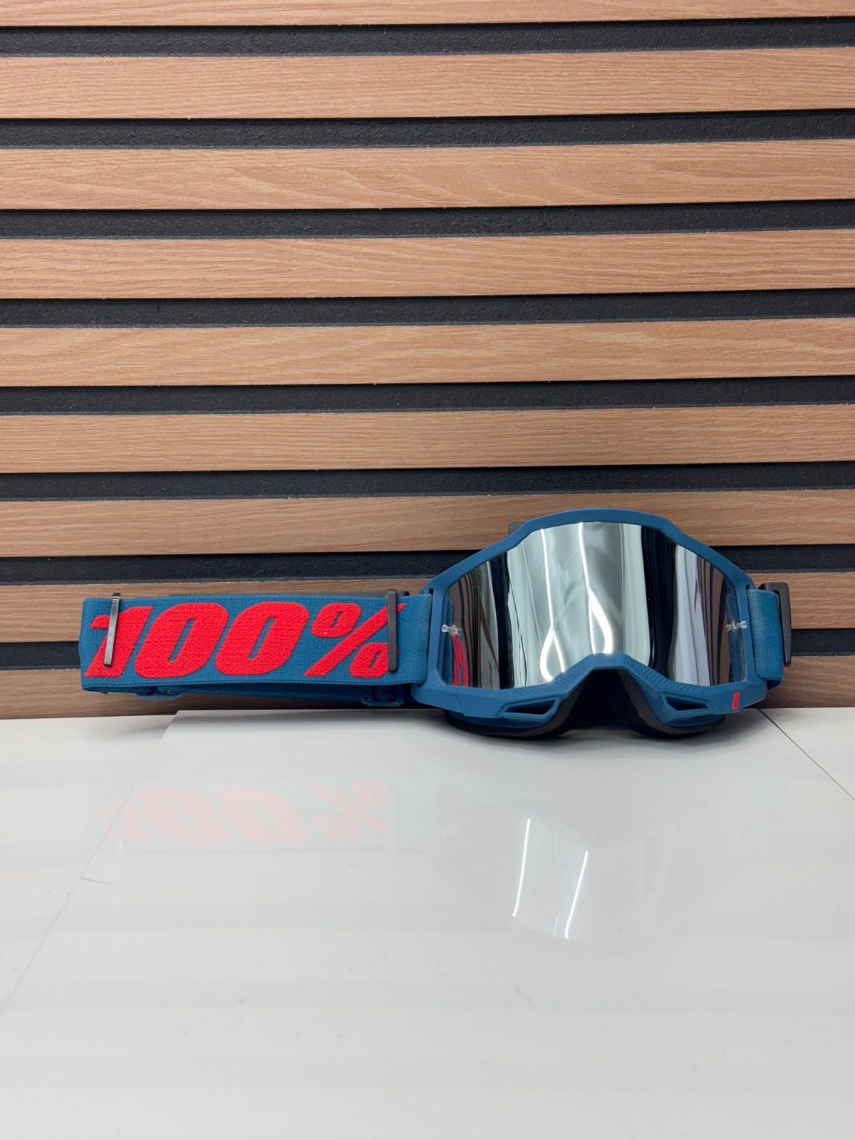 100% Accuri 2 Odeon Goggles Blue Red Silver Mirror Lens Motocross MX Used