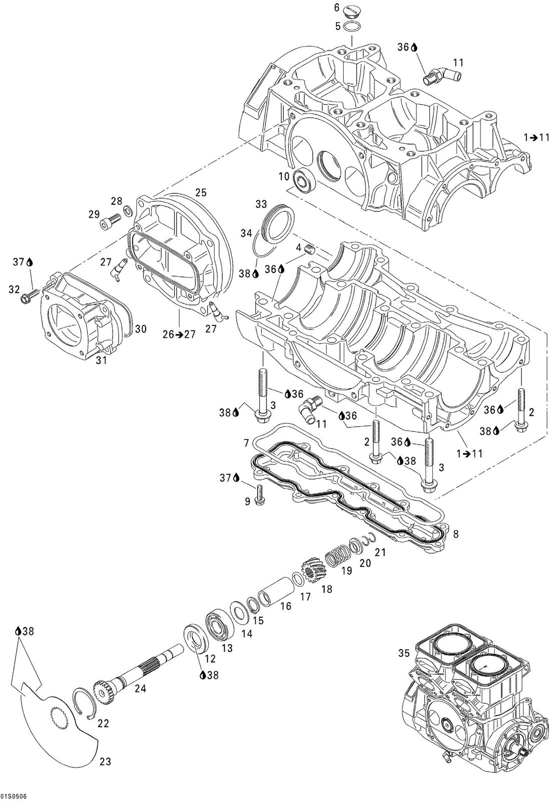 1996-2005 Sea-Doo Genuine OEM Crankcase O-Ring Seal 293300024