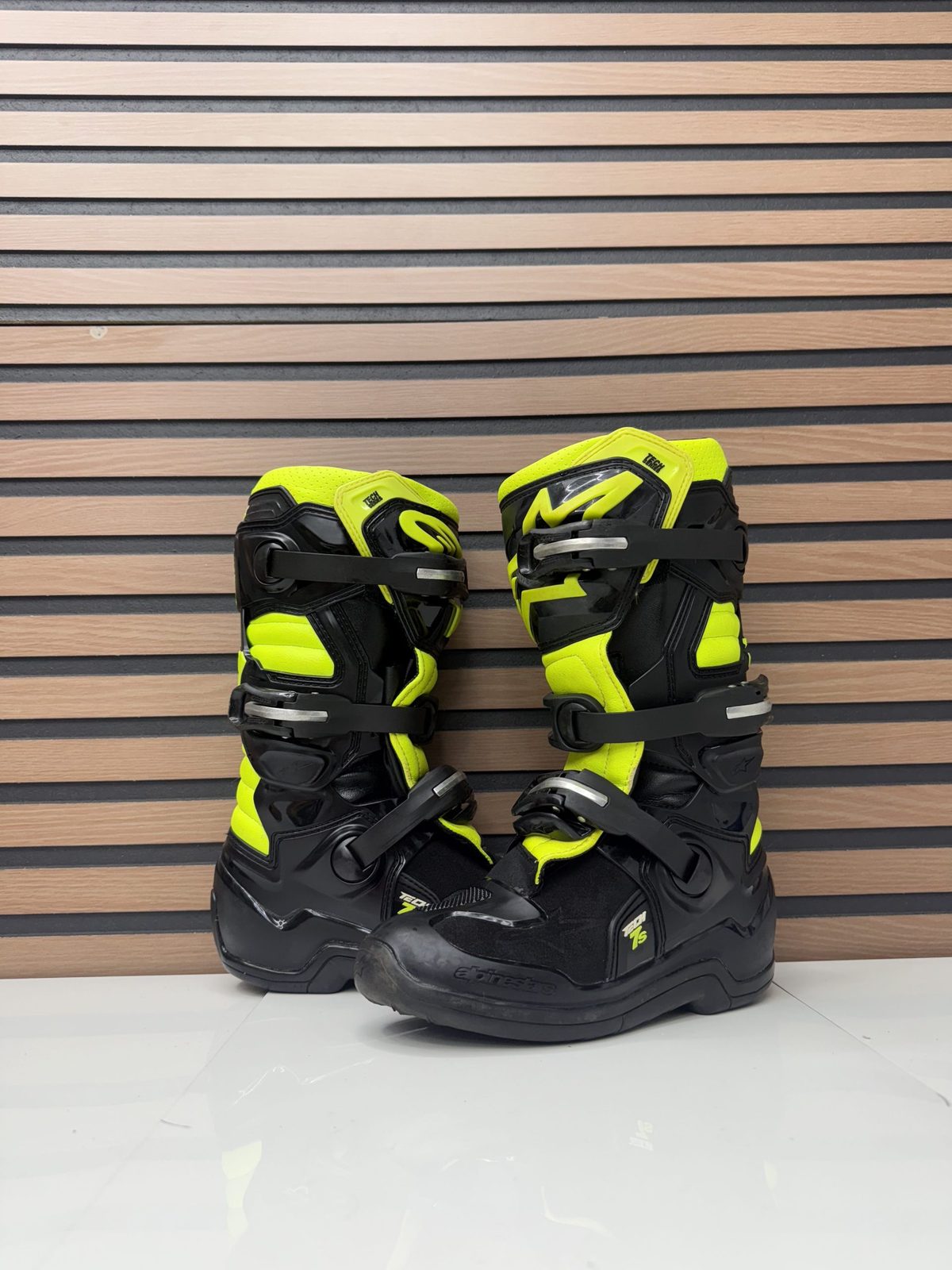 Alpinestars Tech 7s - Black / Hi-Viz Yellow - Size 4 - Motocross Boots
