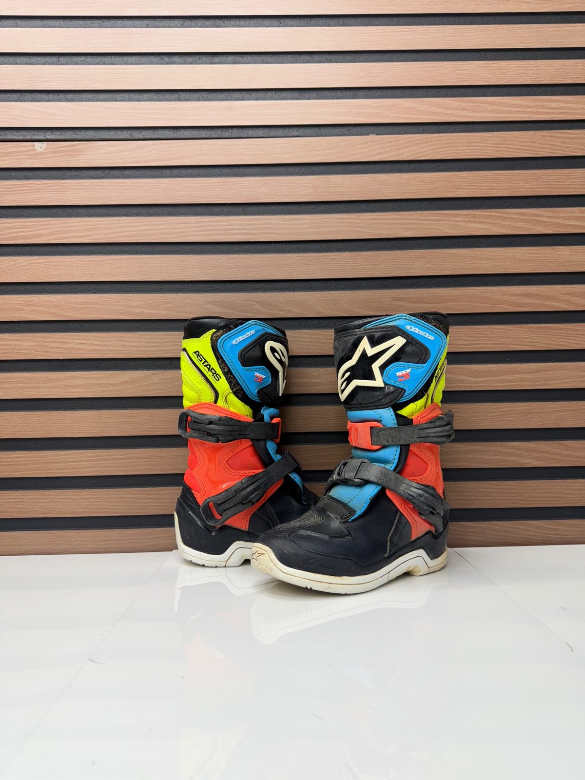 Alpinestars Tech 3S Kids Youth Motocross Boots Orange Blue Black Size 11J