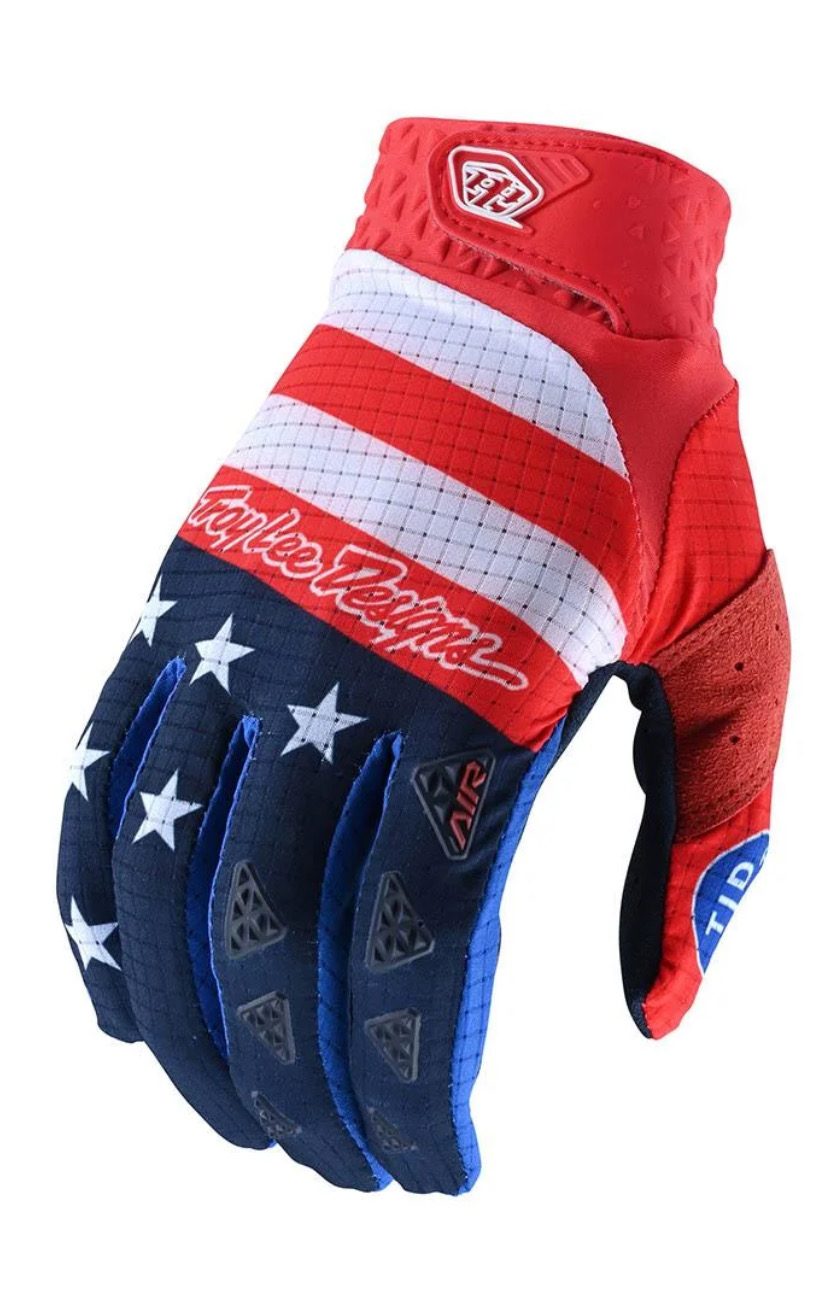 Troy Lee Designs Air Glove Stars and Stripes Red White Blue MX Gloves Small NWT