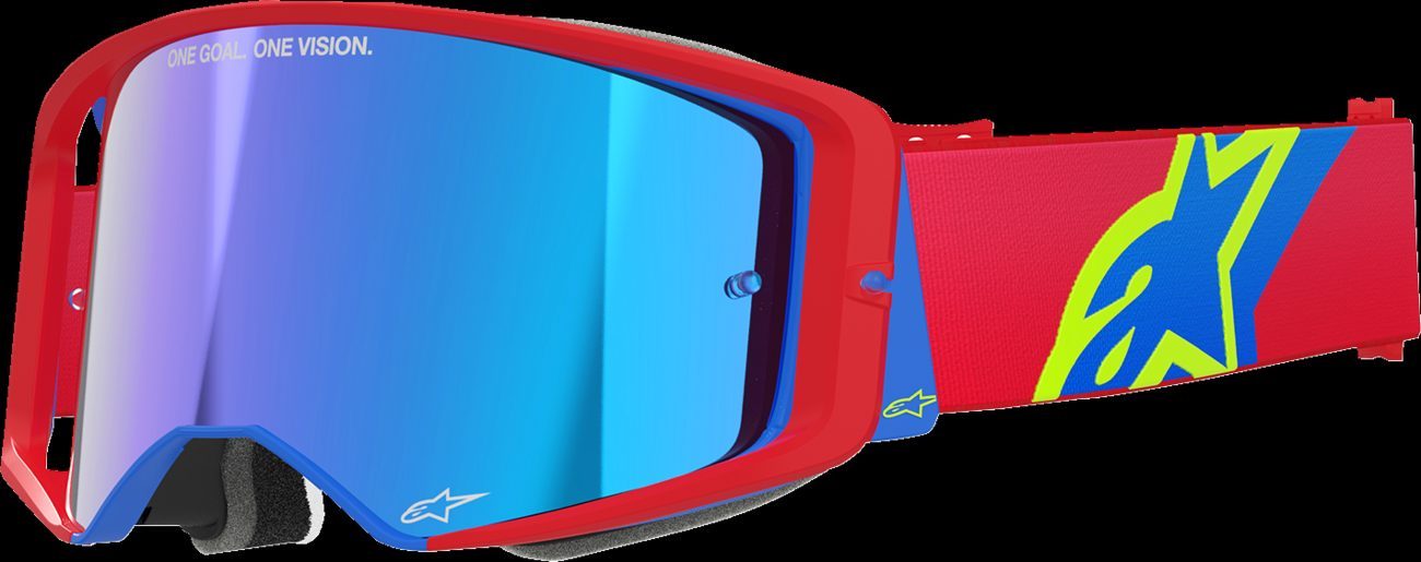 Alpinestars Supertech Corp ABS Vision Goggle Red/Blue Mirror Lens New
