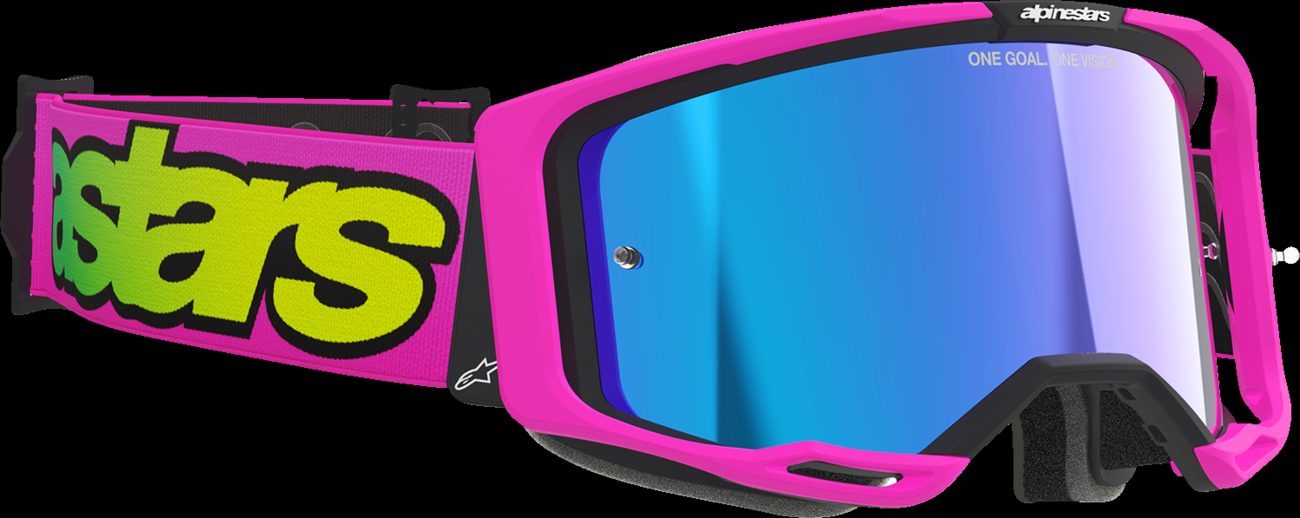 Alpinestars Vision 8 Vista Goggle Pink Fluo/Yellow Fluo Blue Mirror Lens New