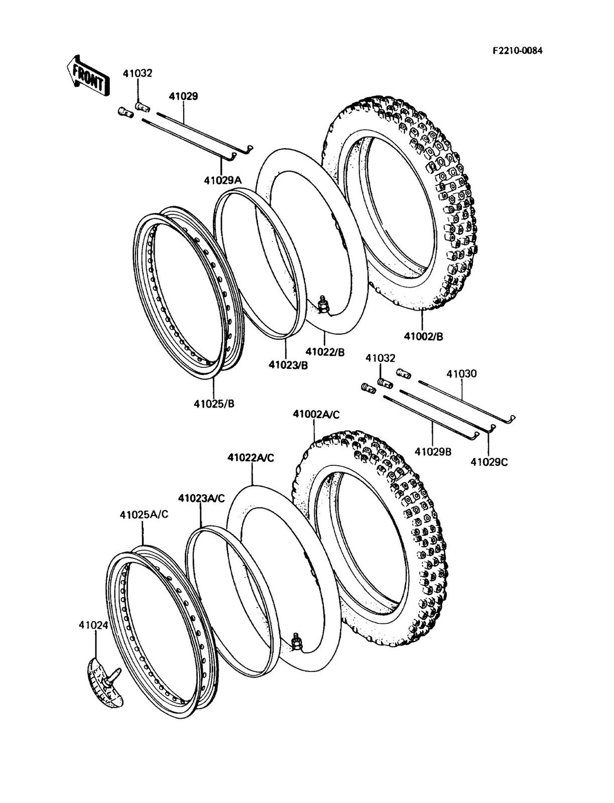 PACK OF 8 GENUINE OEM KAWASAKI SPOKES REAR OUTER  126MMX124D KX60 1983-03