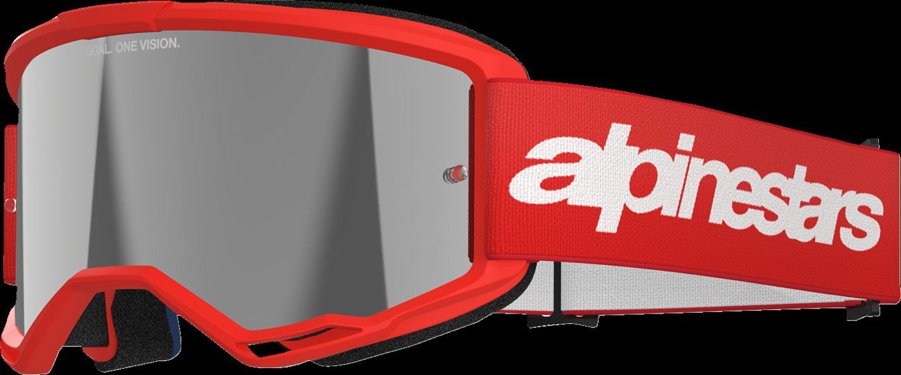 Alpinestars Vision 3 Wordmark Goggle Red Silver Mirror Lens New
