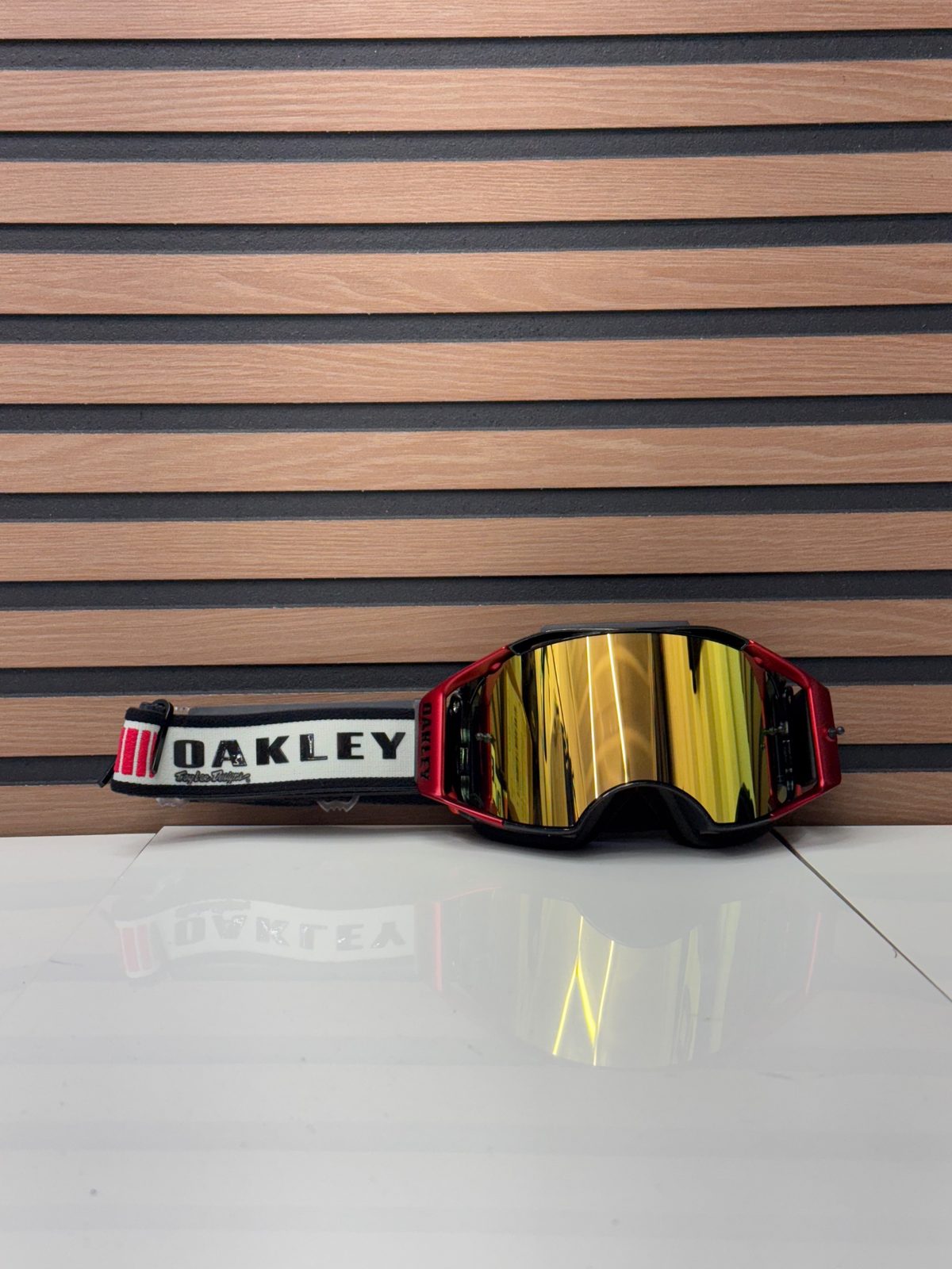 Oakley Airbrake MX Goggle Troy Lee Designs Red Grey Gold Mirror Lens New