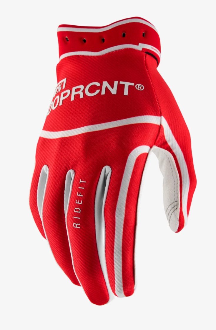 100% Ridefit Motocross Gloves Red / White Size Large New With Tags