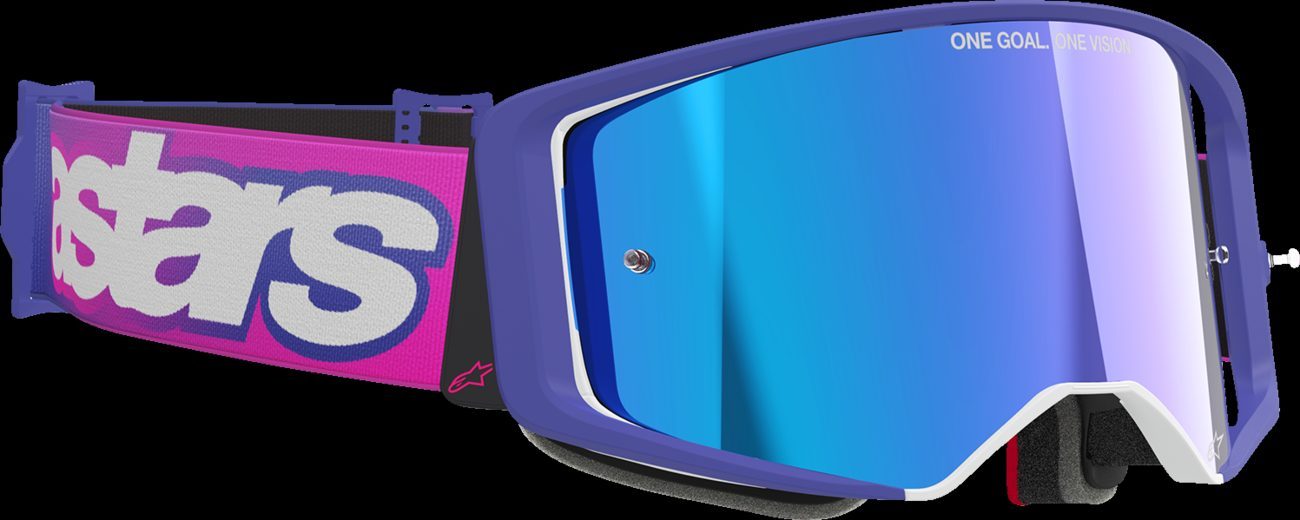 Alpinestars Supertech Vision Vista Goggle Purple Fluo/Pink Blue Mirror Lens New