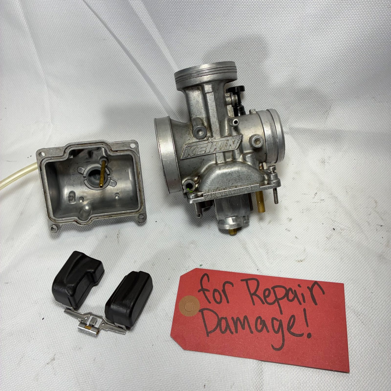 1990 Kawasaki KX125 OEM Keihin Carburetor Carb with Float Bowl - Damaged - 15001-1562