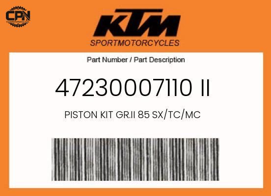 PISTON KIT GR.II 85 SX/TC/MC