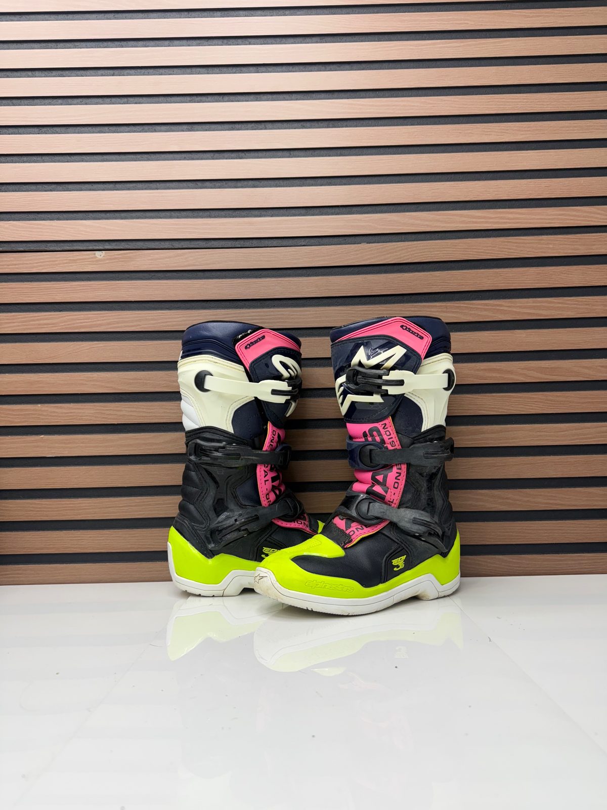 Alpinestars Tech 3S Youth Motocross Boots Pink Neon Yellow Size 5