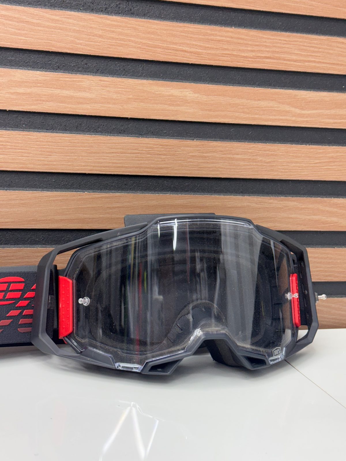 100% Armega Tzar Motocross Goggle Clear Lens Black Red MX Offroad