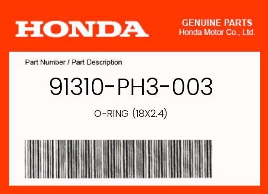 Honda OEM O-Ring 18X2.4 Genuine Seal 91310-PH3-003
