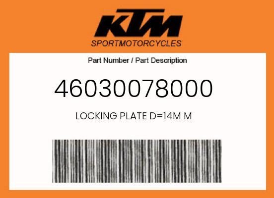 1998-2017 KTM 50 SX 65 SX 85 SX 105 SX OEM Locking Plate D=14mm 46030078000