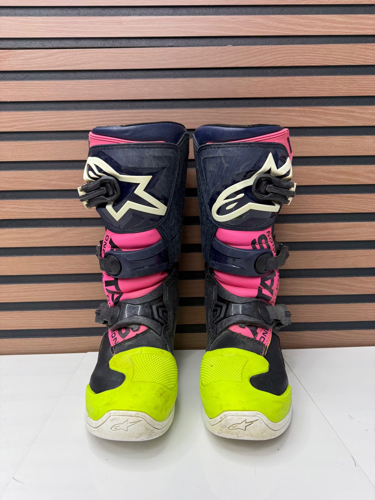 Alpinestars Tech 3S Youth Motocross Boots Pink Neon Yellow Size 5