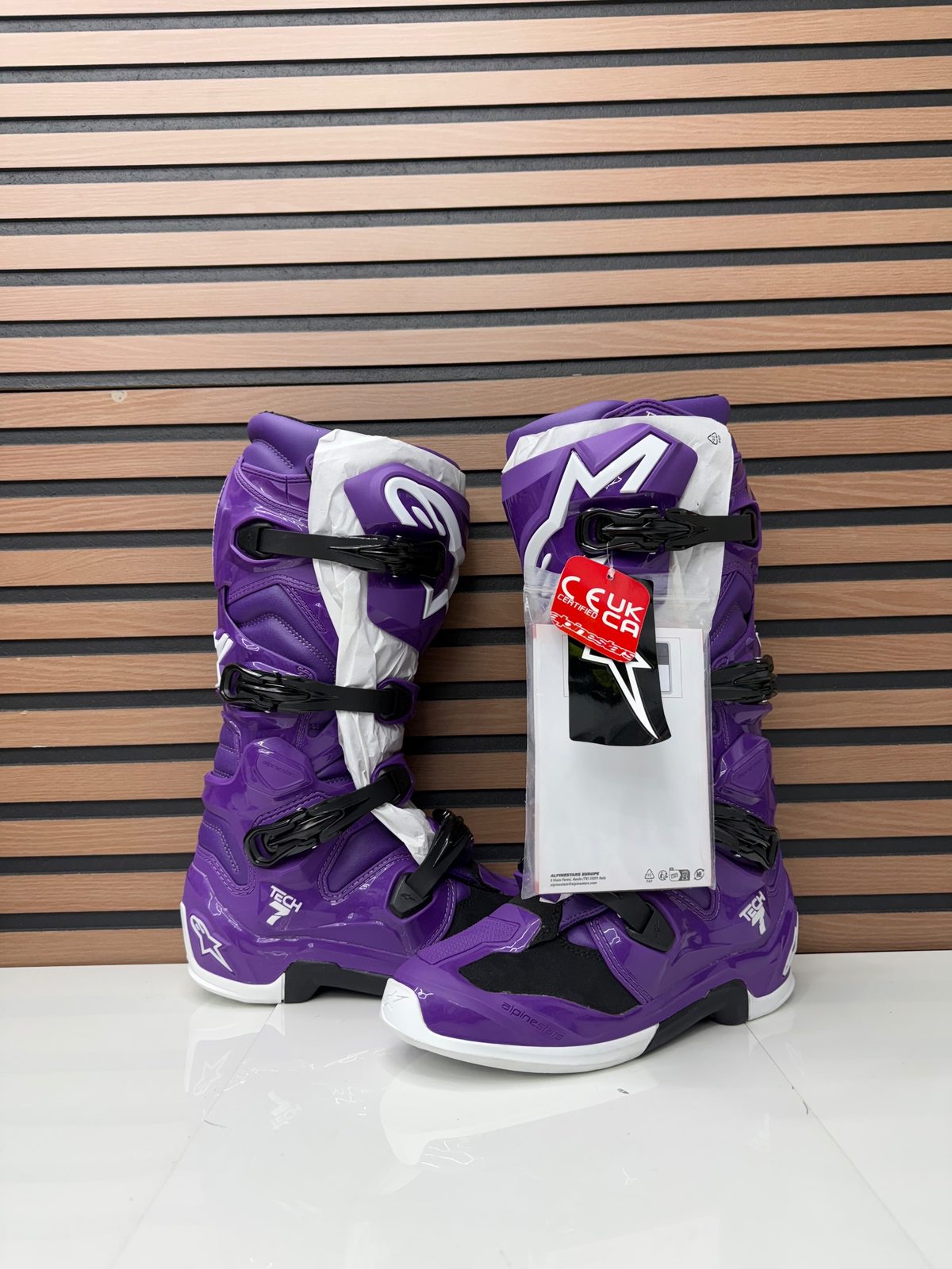 Alpinestars Tech 7 Motocross Boots Purple / White Size 8 New With Tags