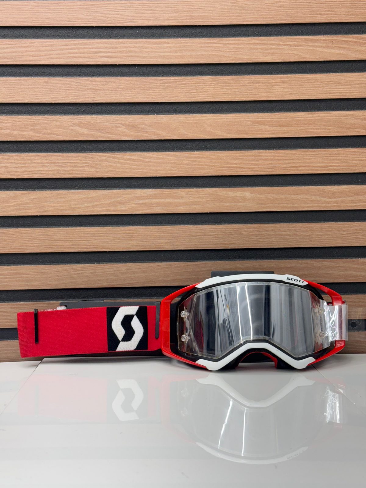 Scott Prospect MX Goggles Red White Black Clear Lens Motocross Used