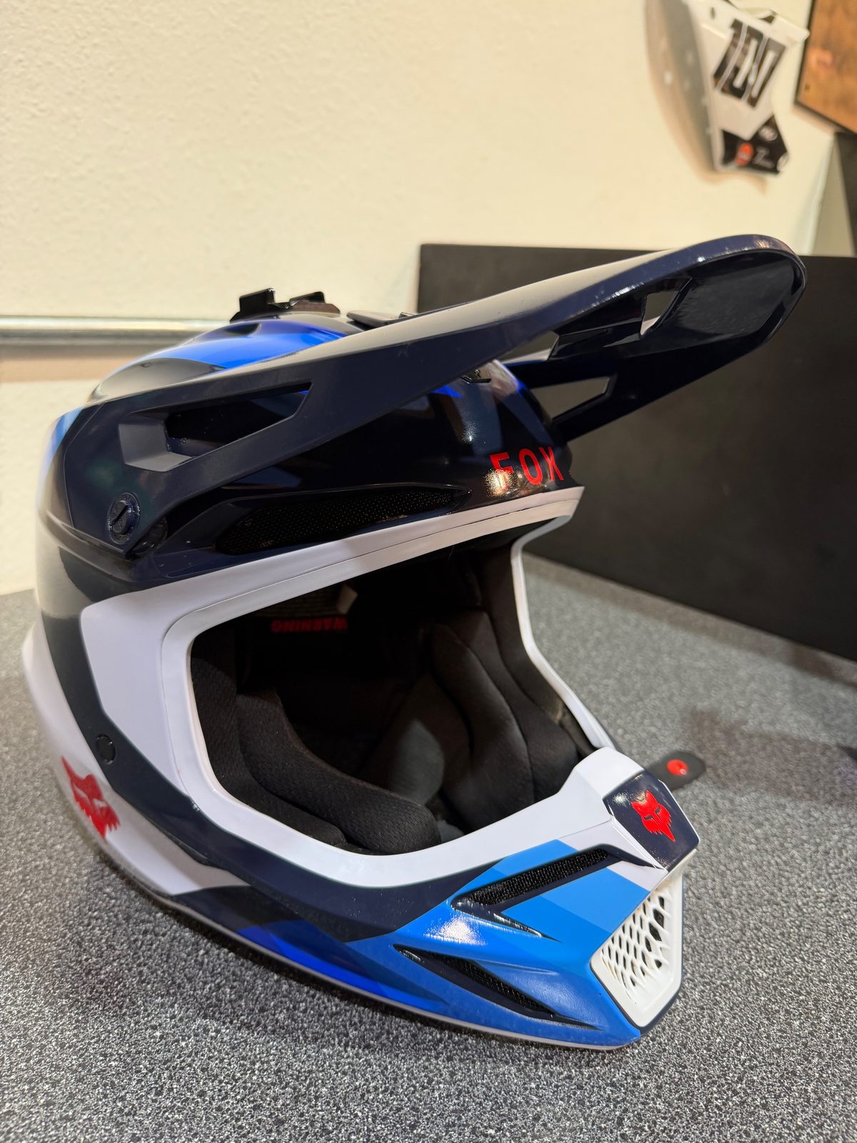 Fox Racing V3 Motocross Helmet Size M Blue White Navy
