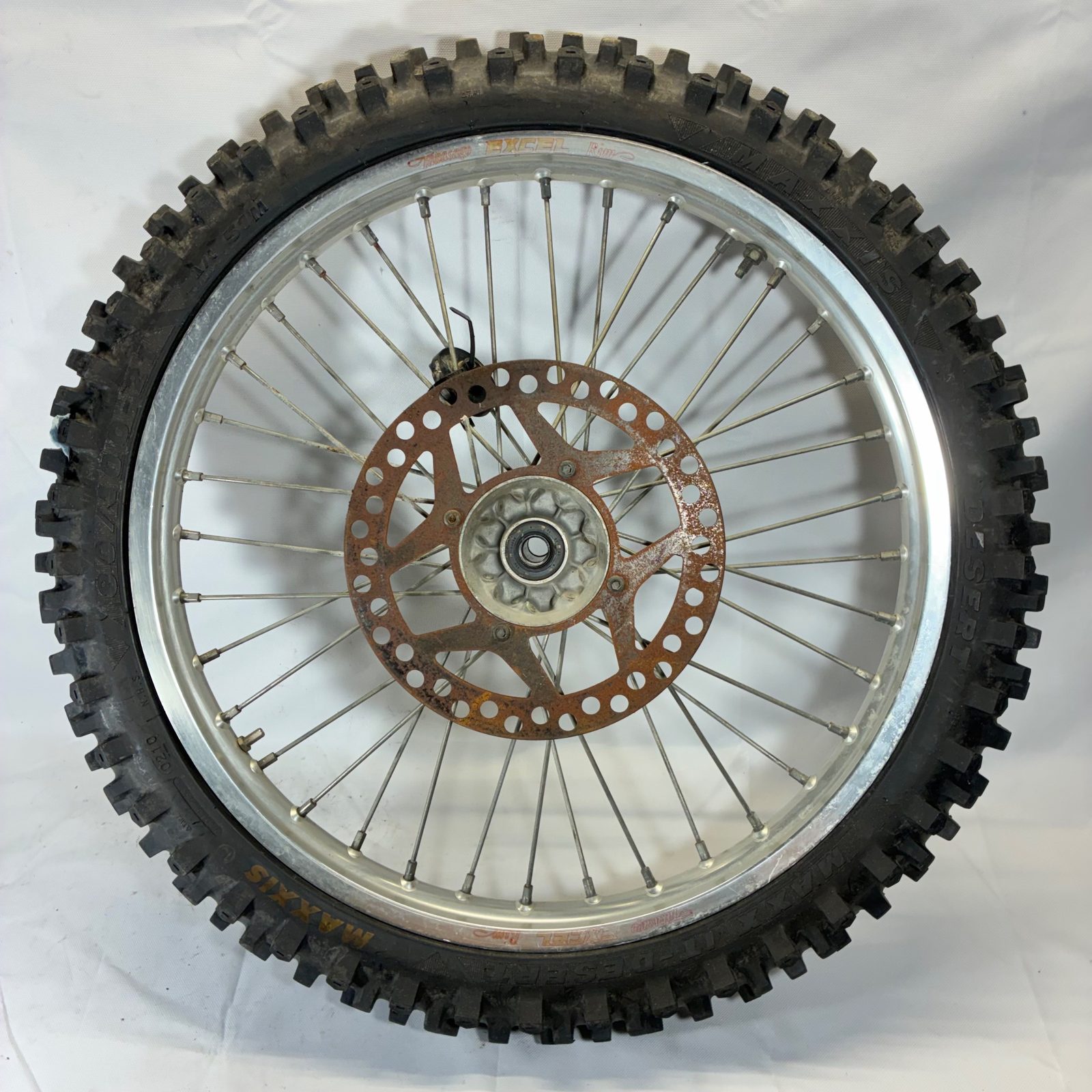 1990 Kawasaki KX125 Excel Front Wheel 21" Rim Hub Spokes with Rotor and Tire