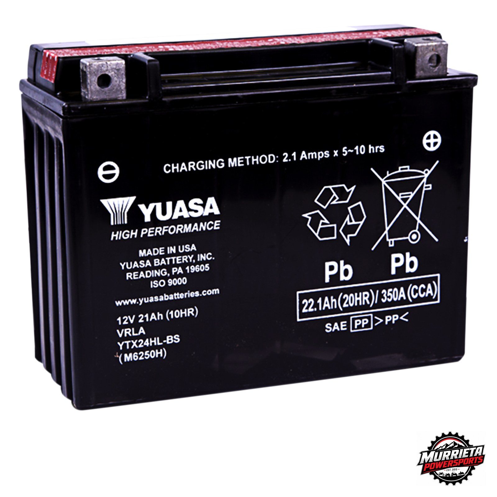 Yuasa YTX24HL-BS AGM Battery 12V 21Ah 350CCA Honda Gold Wing Yamaha Venture