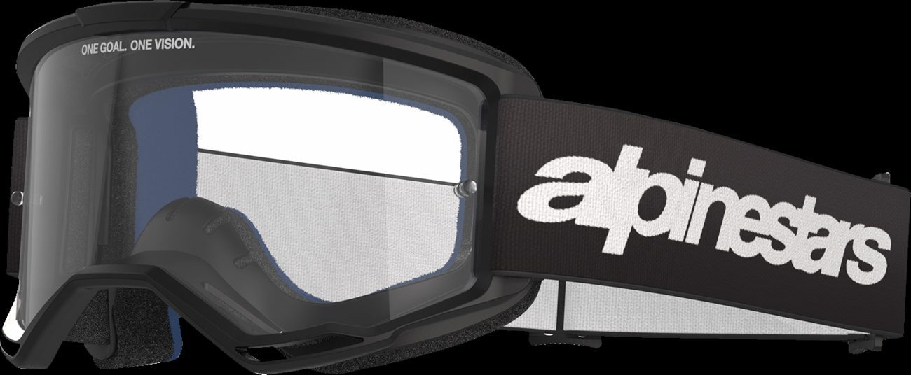 Alpinestars Vision 3 Wordmark Goggle Black Clear Lens New