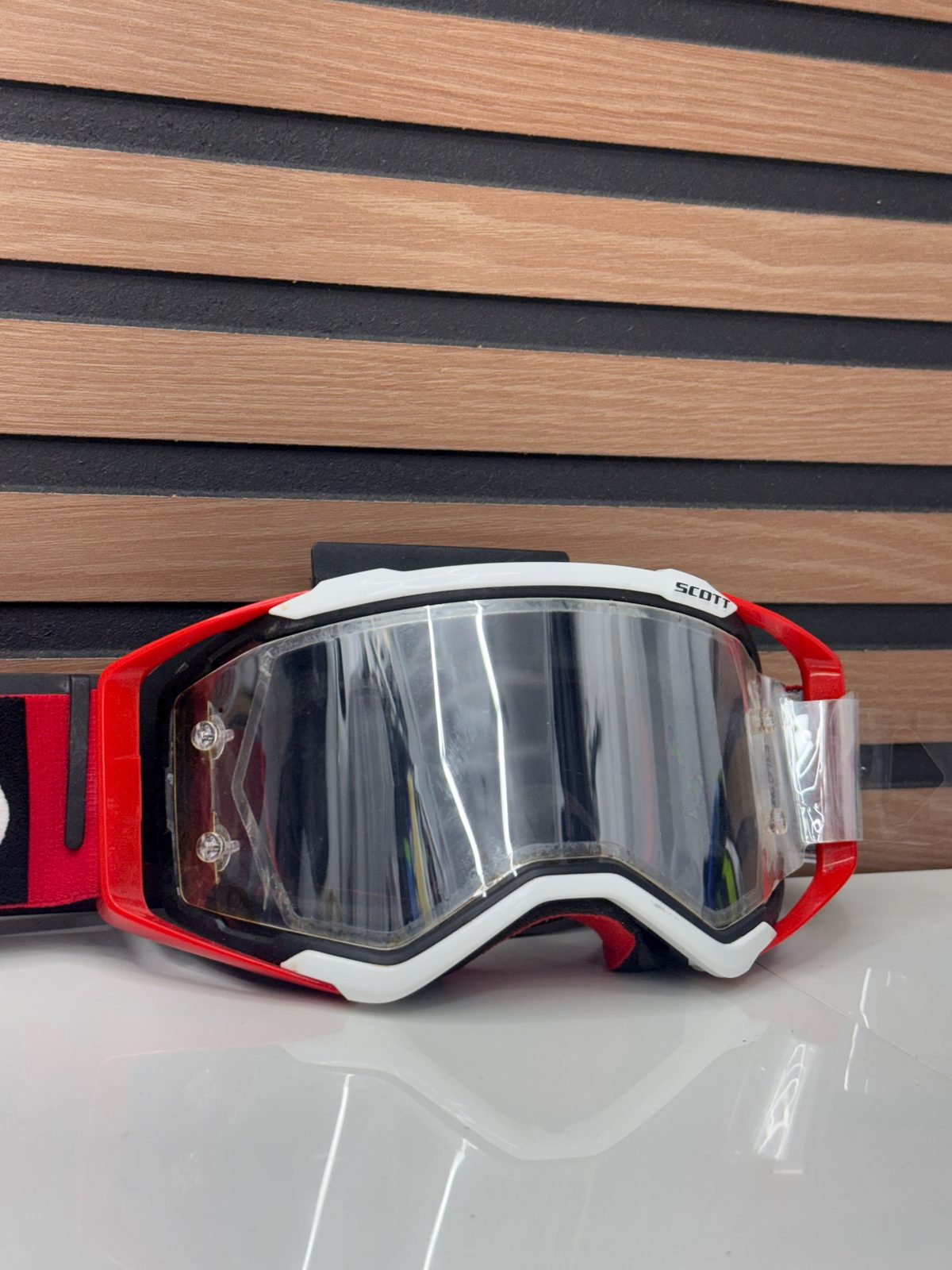 Scott Prospect MX Goggles Red White Black Clear Lens Motocross Used