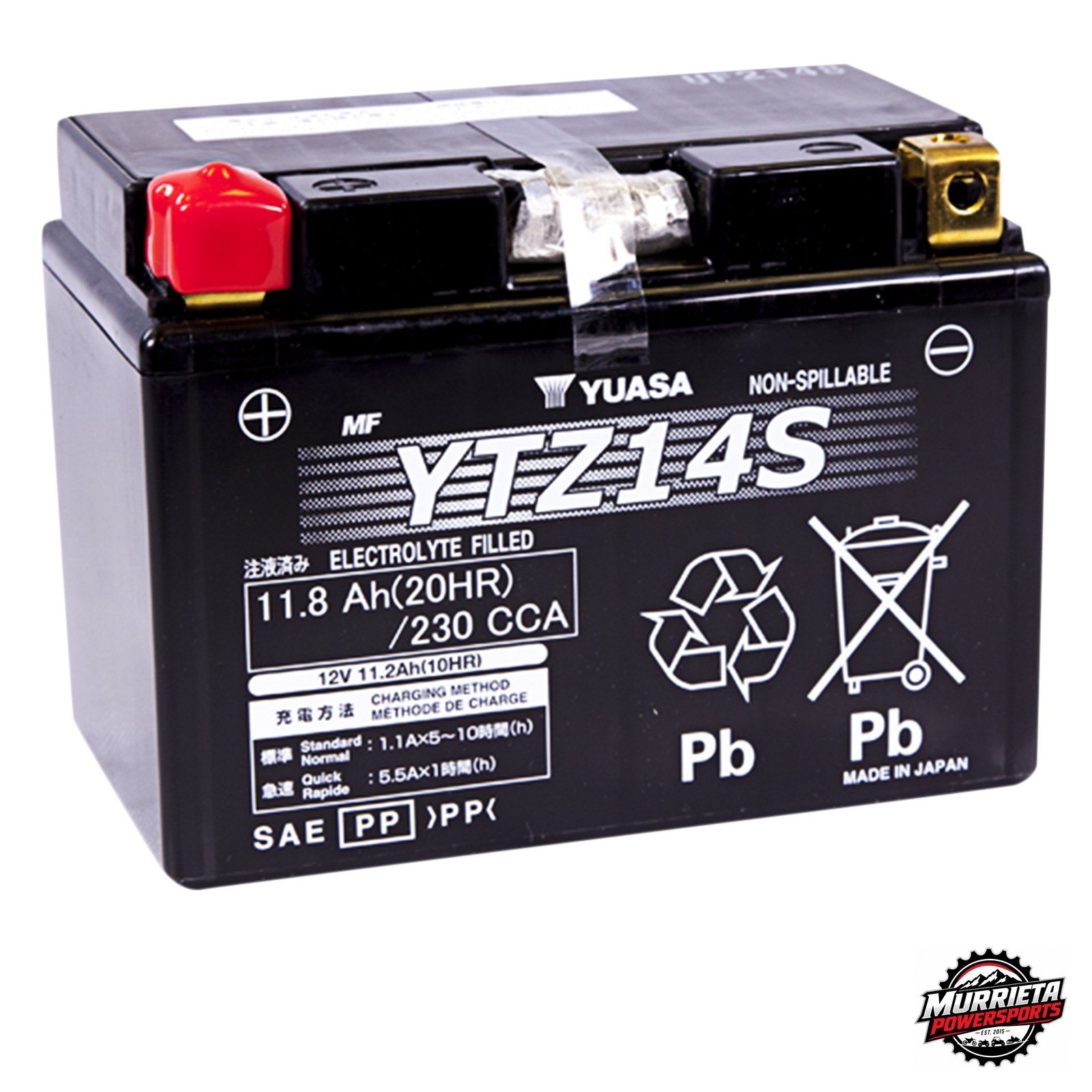 Yuasa YTZ14S AGM Battery 12V 230CCA Honda Shadow VT750 Fury ST1300 VFR1200F