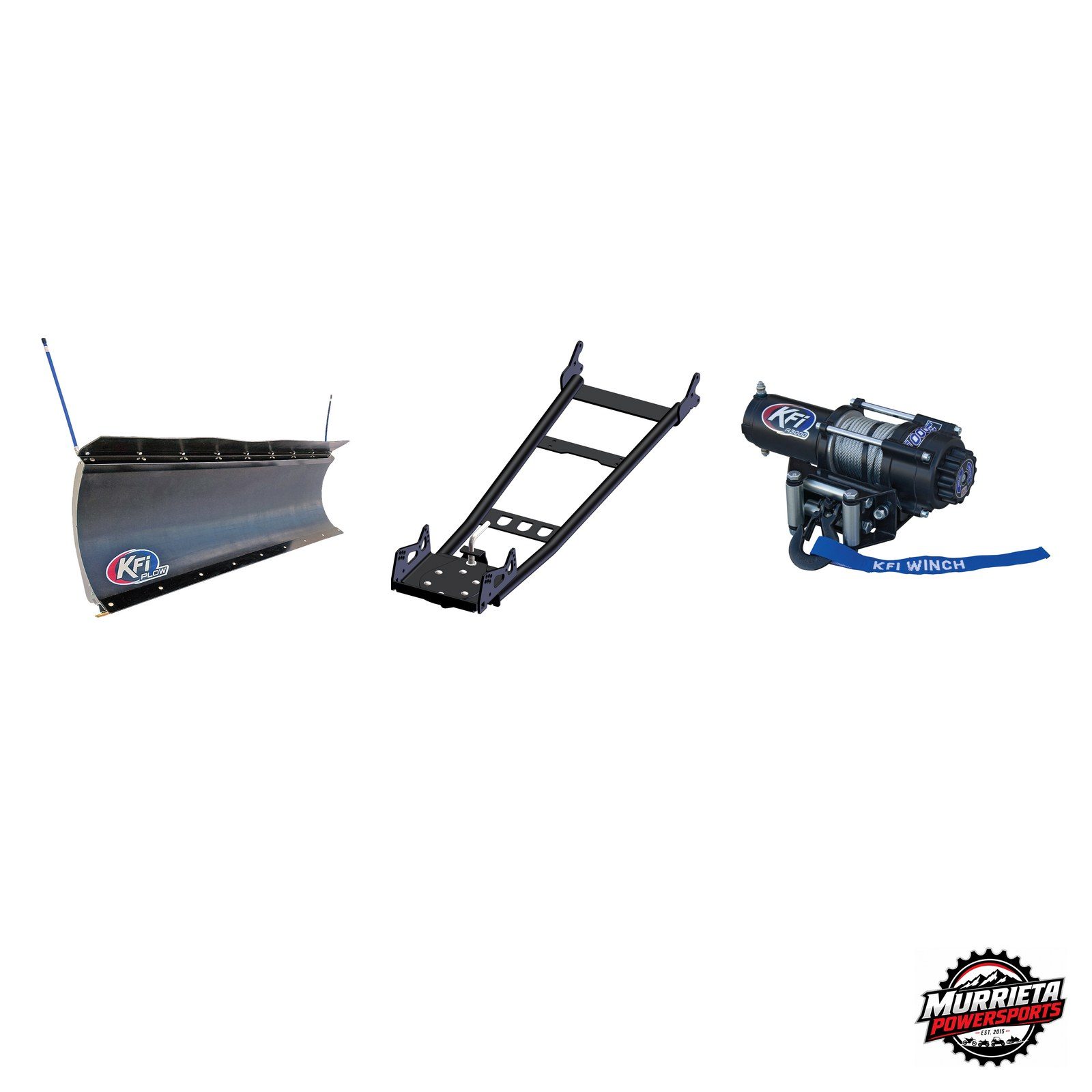 KFI 60in Pro Poly Plow Blade Plow Push Tube 3000lb Winch Kit ATV Plow Set