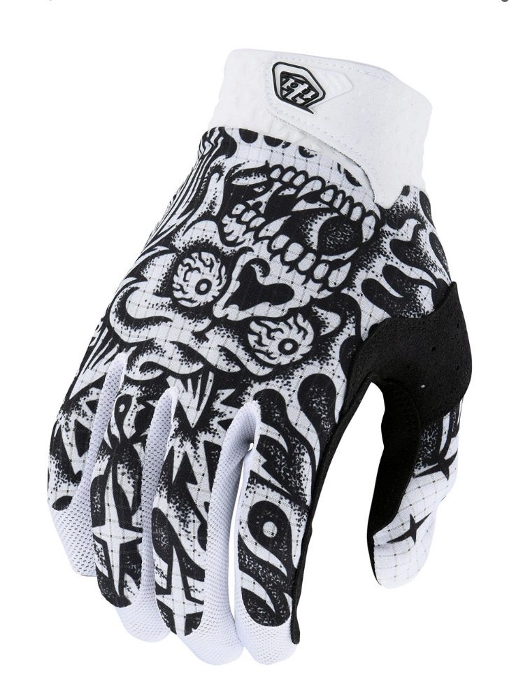 Troy Lee Designs Air Glove Skull Demon Black White Medium MX Gloves NWT